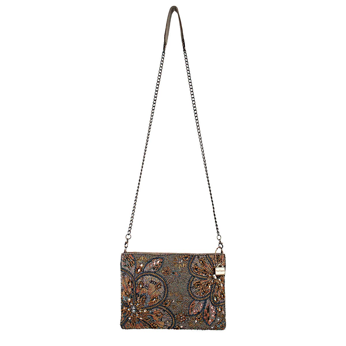 Mary Frances Accessories - Bling It On Pewter And Gold Large Floral Beaded Crossbody