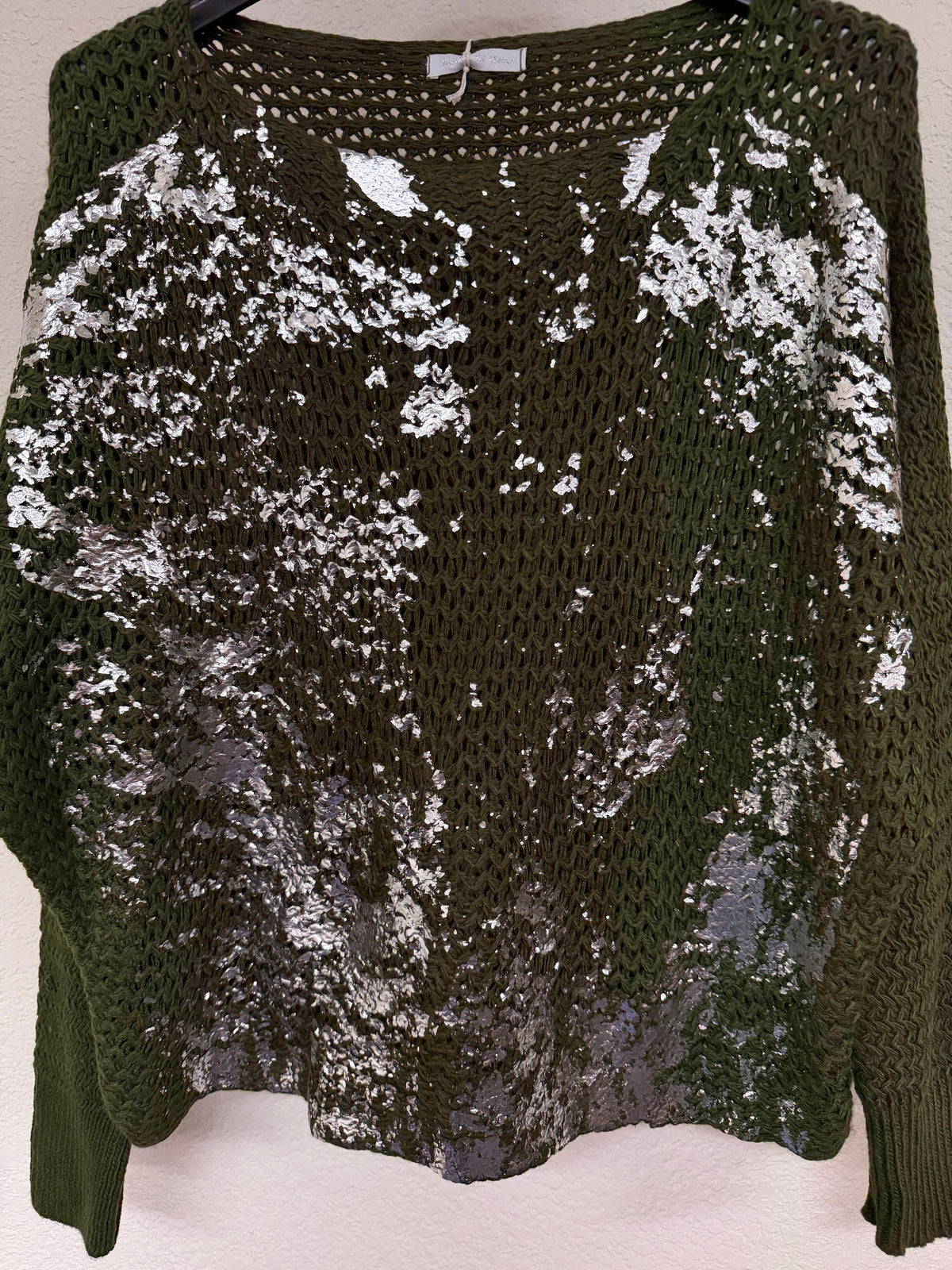 Look Mode Usa OUTLET - Open Knit sweater with Silver Foil