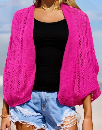 JC Sunny Fashion - Two-Way Hollow Out Open-Front Sweater/Scarf