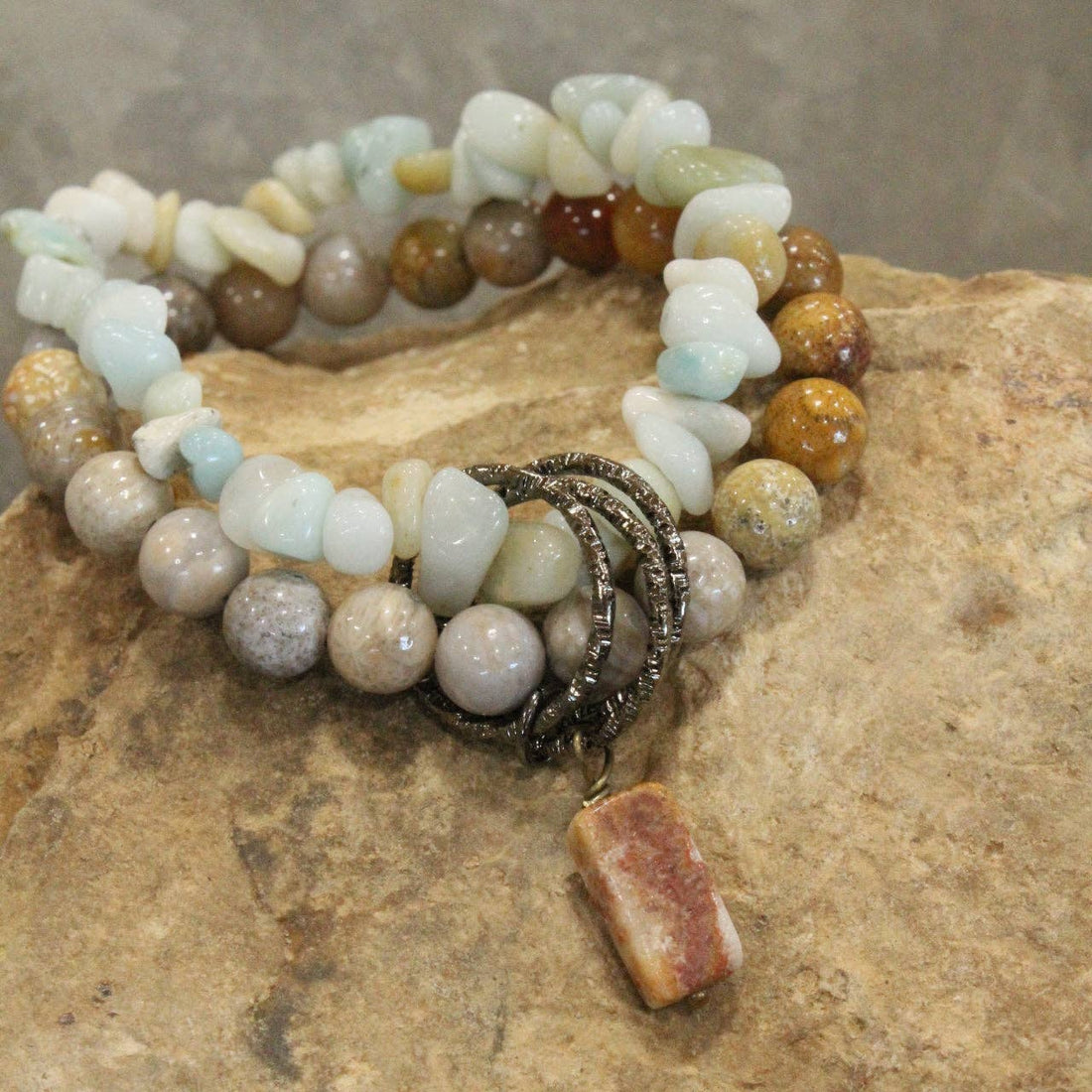 The Primitive Peddler, Inc. - Bohemian Stone &amp; Link Bracelet Set