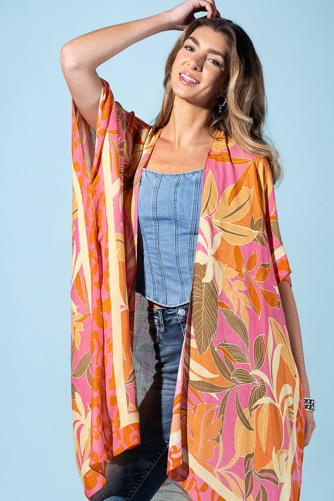 Urbanista - Coral Petals Viscose Kimono