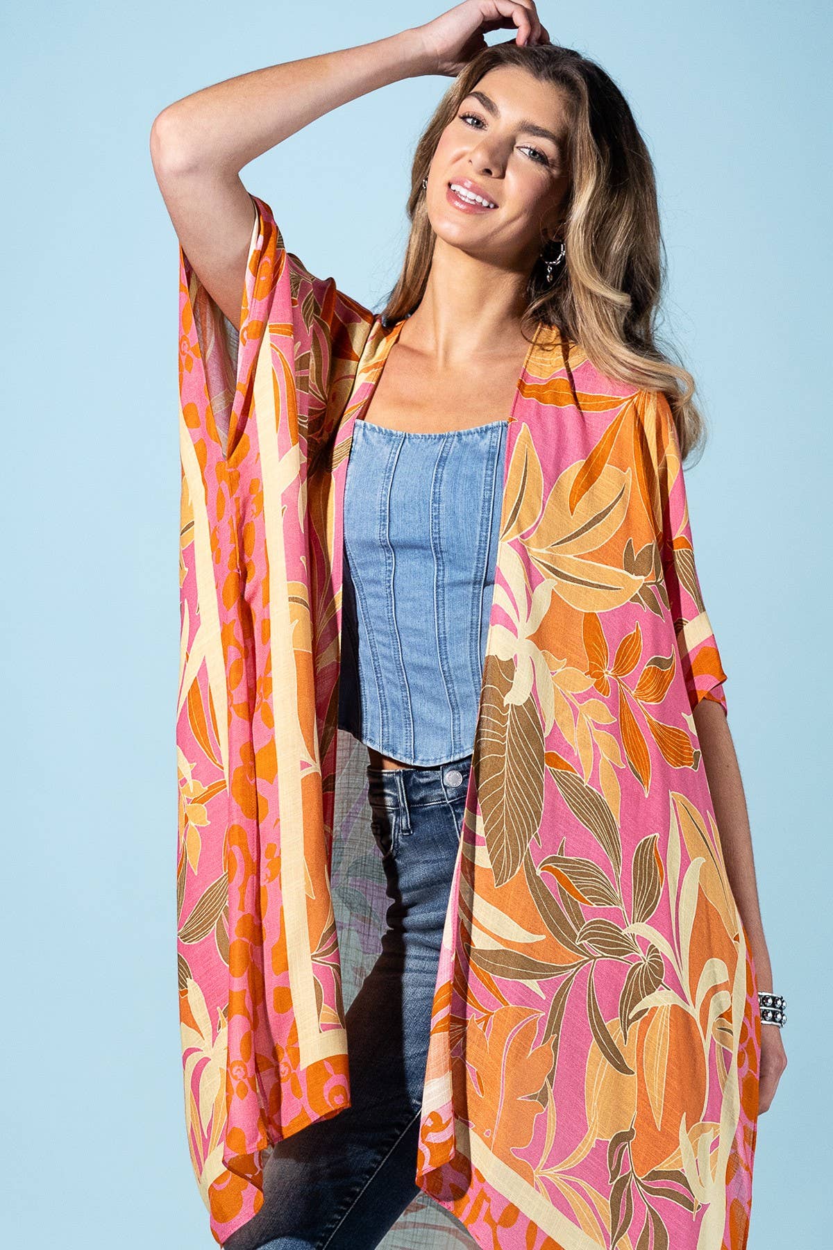 Urbanista - Coral Petals Viscose Kimono