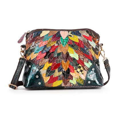 Handbag Express - Genuine Leather Colorful Petal Crossbody Sling