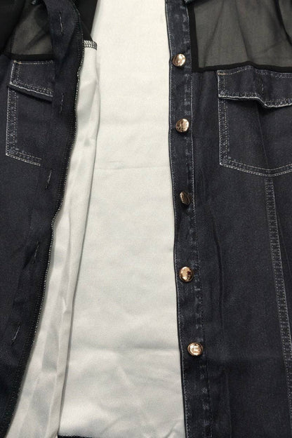 Mccolin - Sheer Sleeve Button-Front Shirt