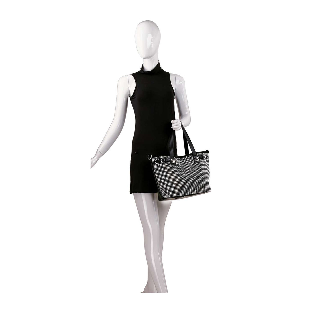 Handbag Express - Buckle Accented Sparkling Tote Handbag