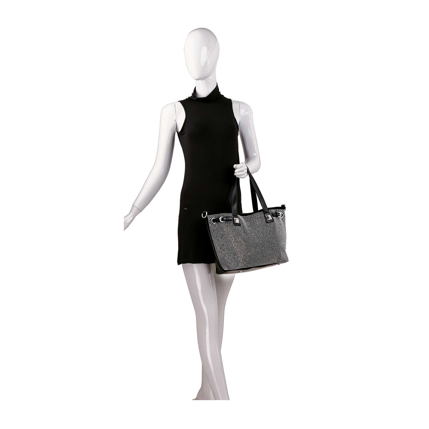 Handbag Express - Buckle Accented Sparkling Tote Handbag