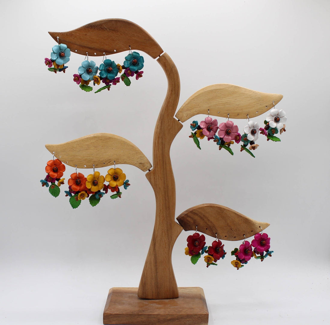  leather flower earring 