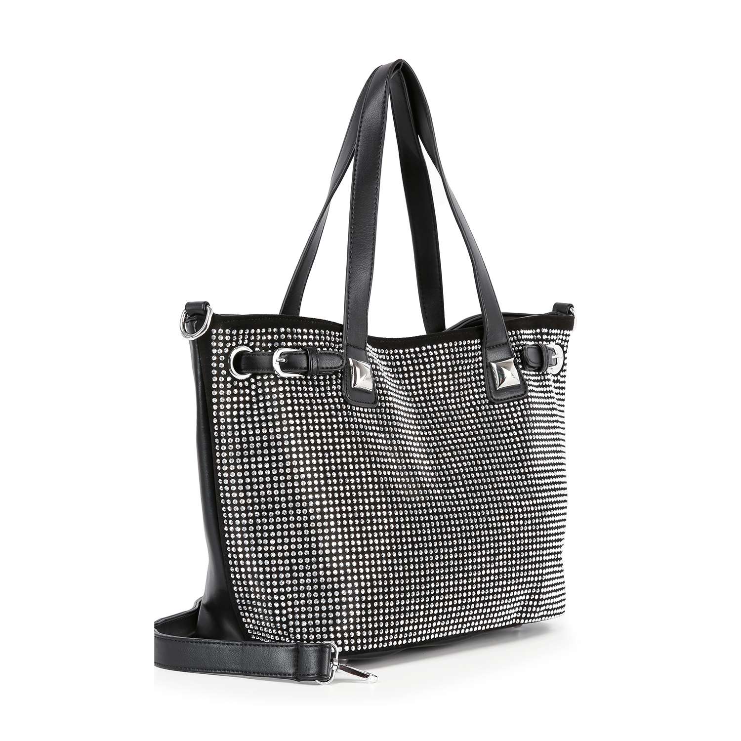 Handbag Express - Buckle Accented Sparkling Tote Handbag