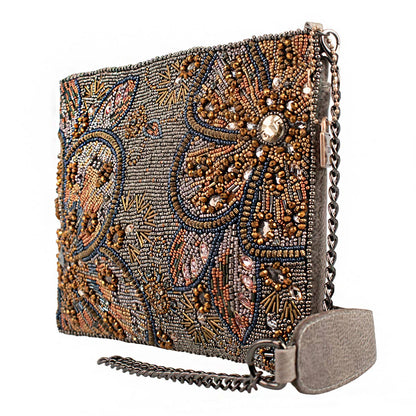 Mary Frances Accessories - Bling It On Pewter And Gold Large Floral Beaded Crossbody