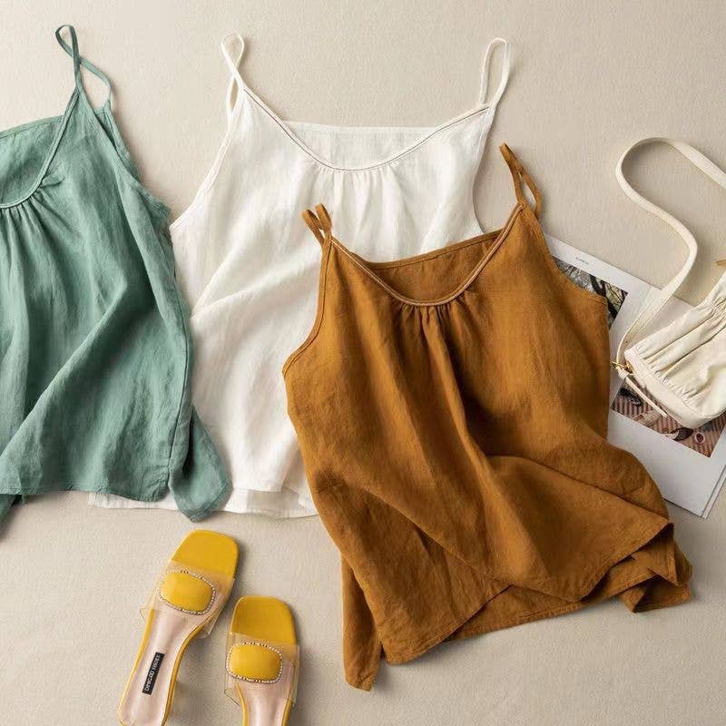 Hope &amp; Sunshine - Cotton Linen Camisole Tank Top