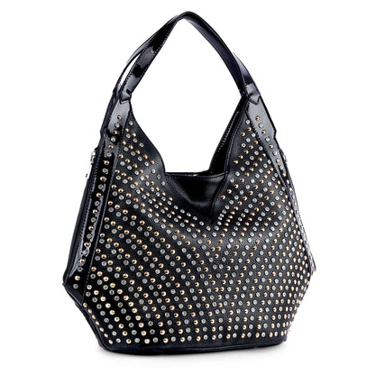 Handbag Express - Patent Trim Rhinestone Pattern Hobo