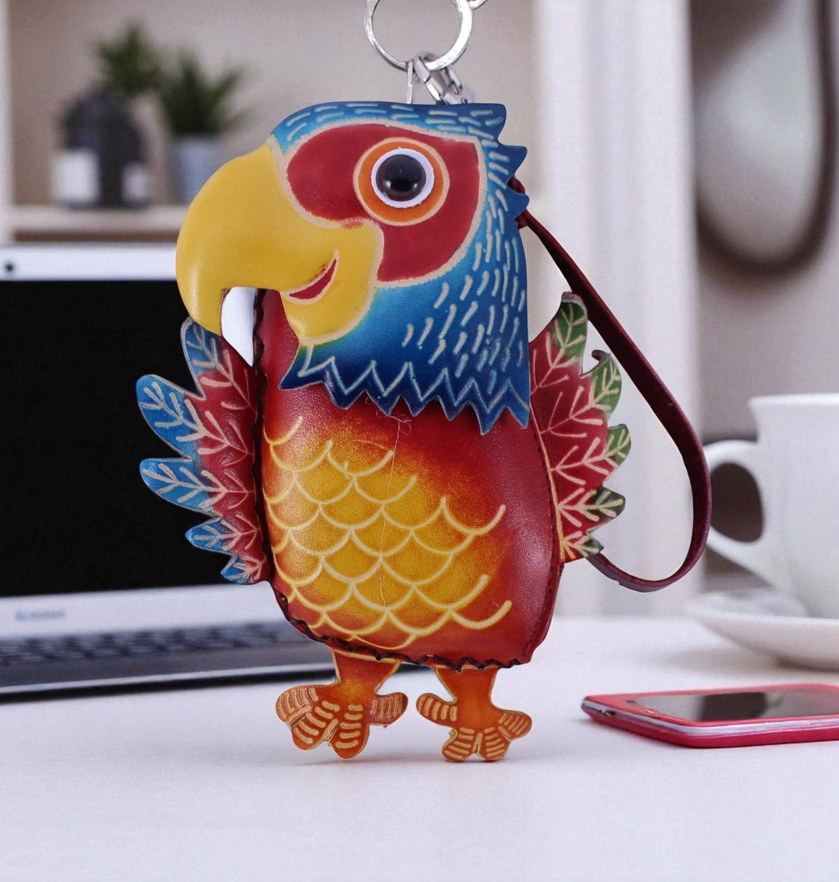 Sunflower Handmade leather inc - Handmade Parrot Wristlet leather coin purse wallet