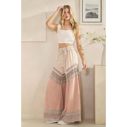 Oli&amp;Hali - WASHED FABRIC MIX WIDE LEG PANTS