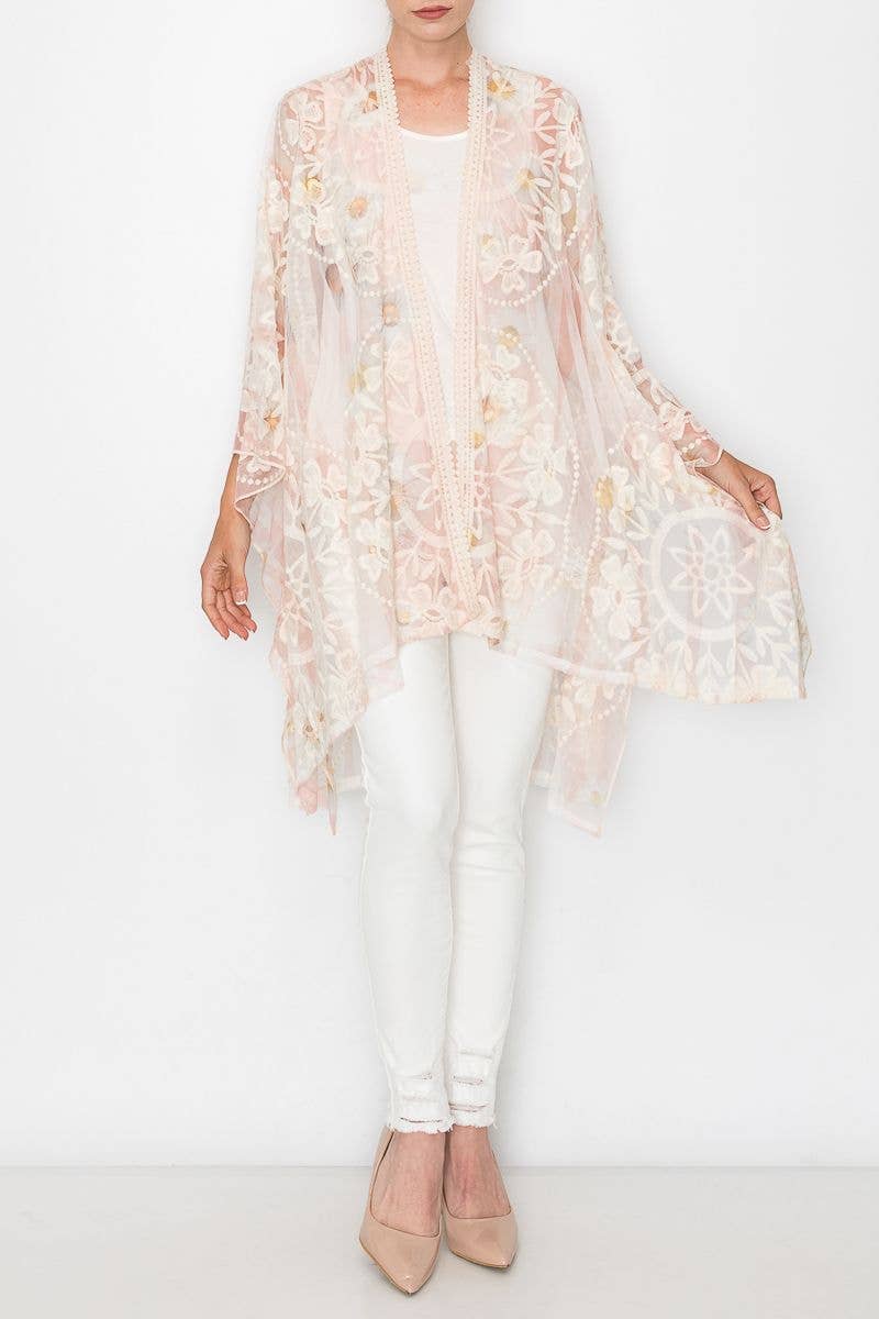 Origami Apparel ~  Lace and Crochet inspired - OLS-4276 NAT/PINK DAISY