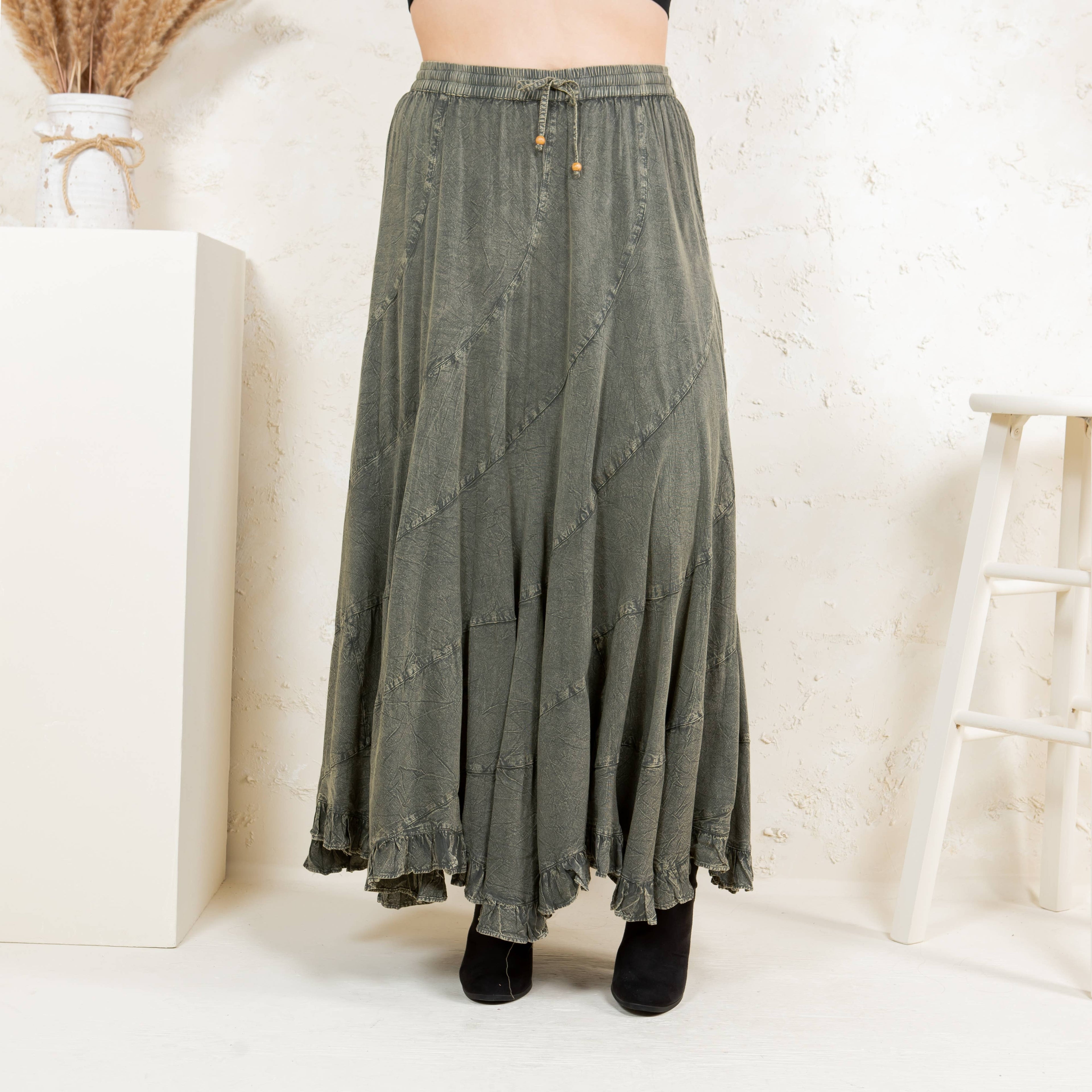 Young Threads - Boho Flair: Asymmetrical Mid-Length Skirt