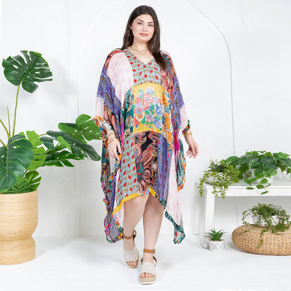  Natural Bohemian: Embroidered Color block Shrug