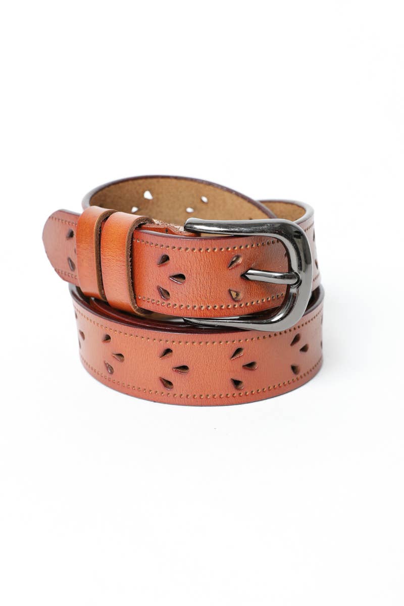 Leto Accessories -  Leather Belt with Petal Design 🌟 – Available in 5 Colors