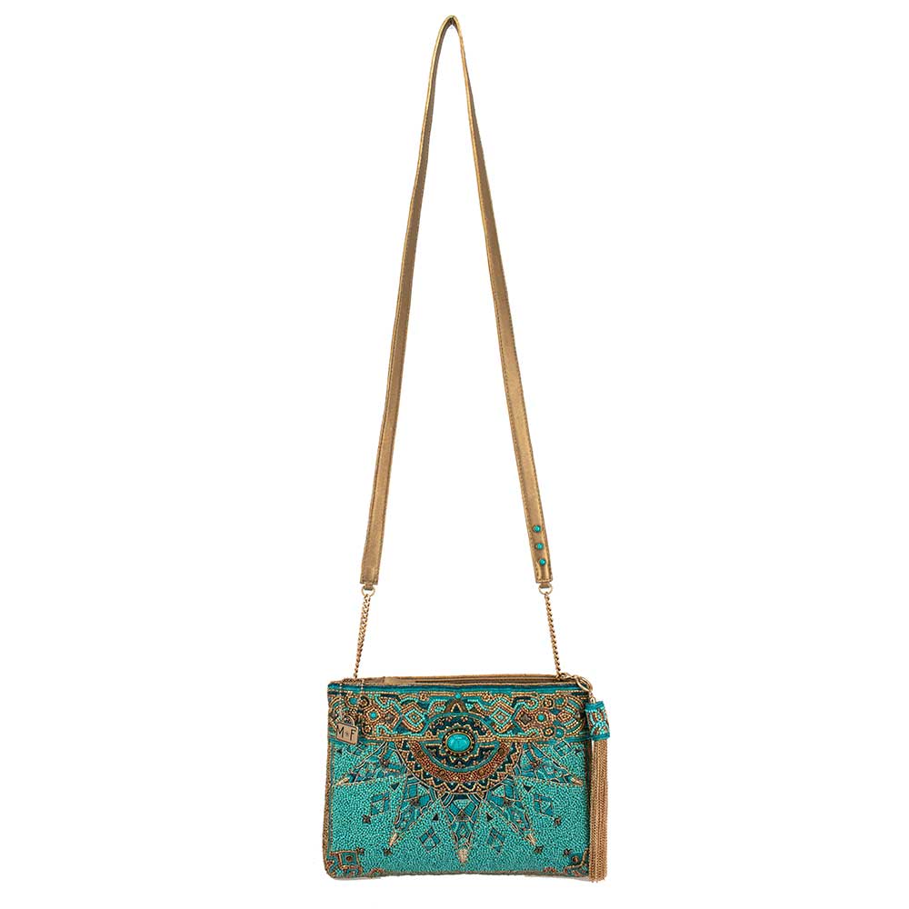 Mary Frances Accessories - New Day Beaded Mosaic Themed Crossbody Leather Handbag