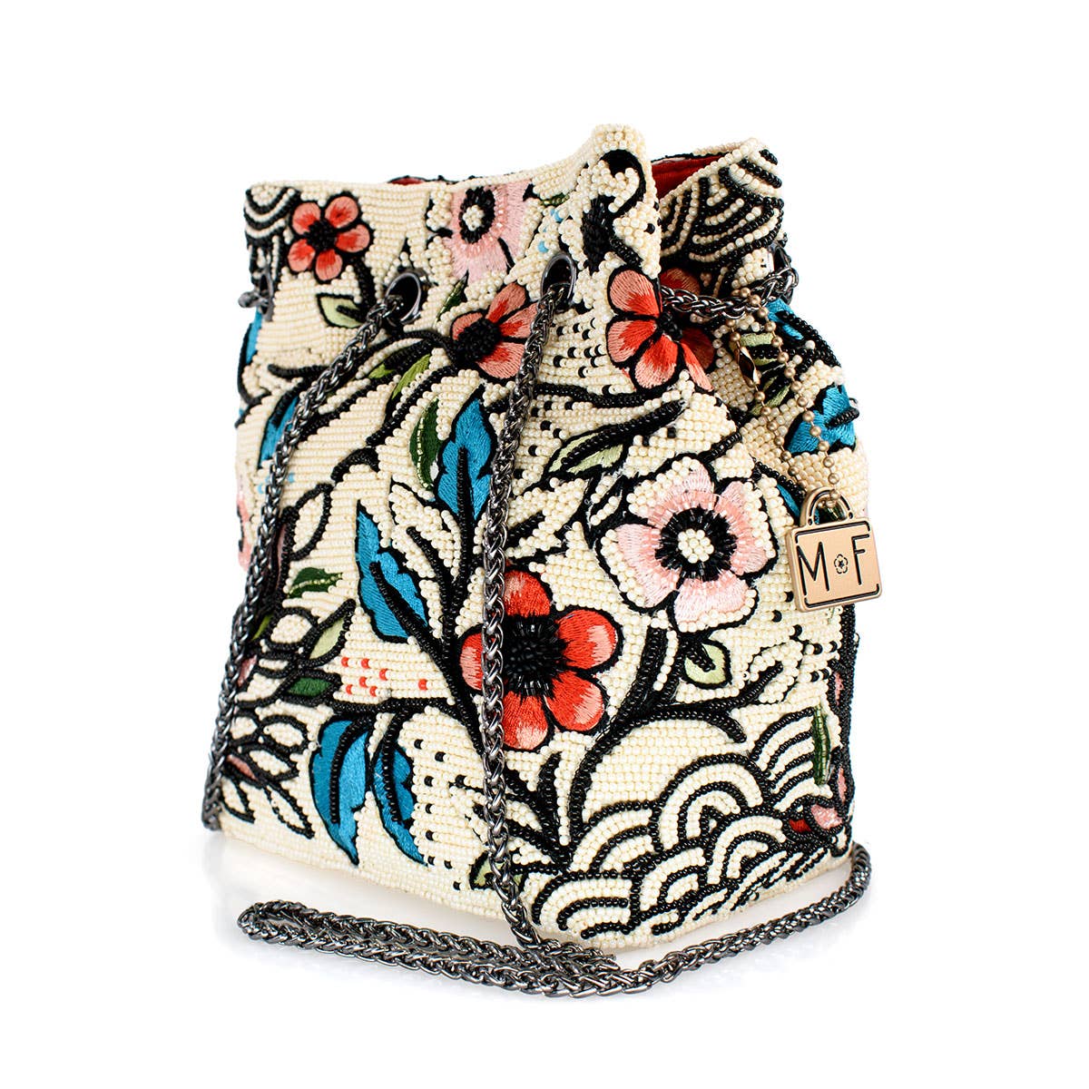 Mary Frances Accessories - Flower Child Crossbody/Shoulder Beaded Mini Bucket Handbag