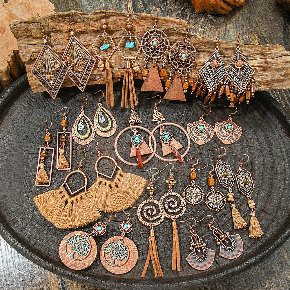 The Sweetpea Boutique - Bohemian Style Vintage Brown Earrings (20 pair to choose from)