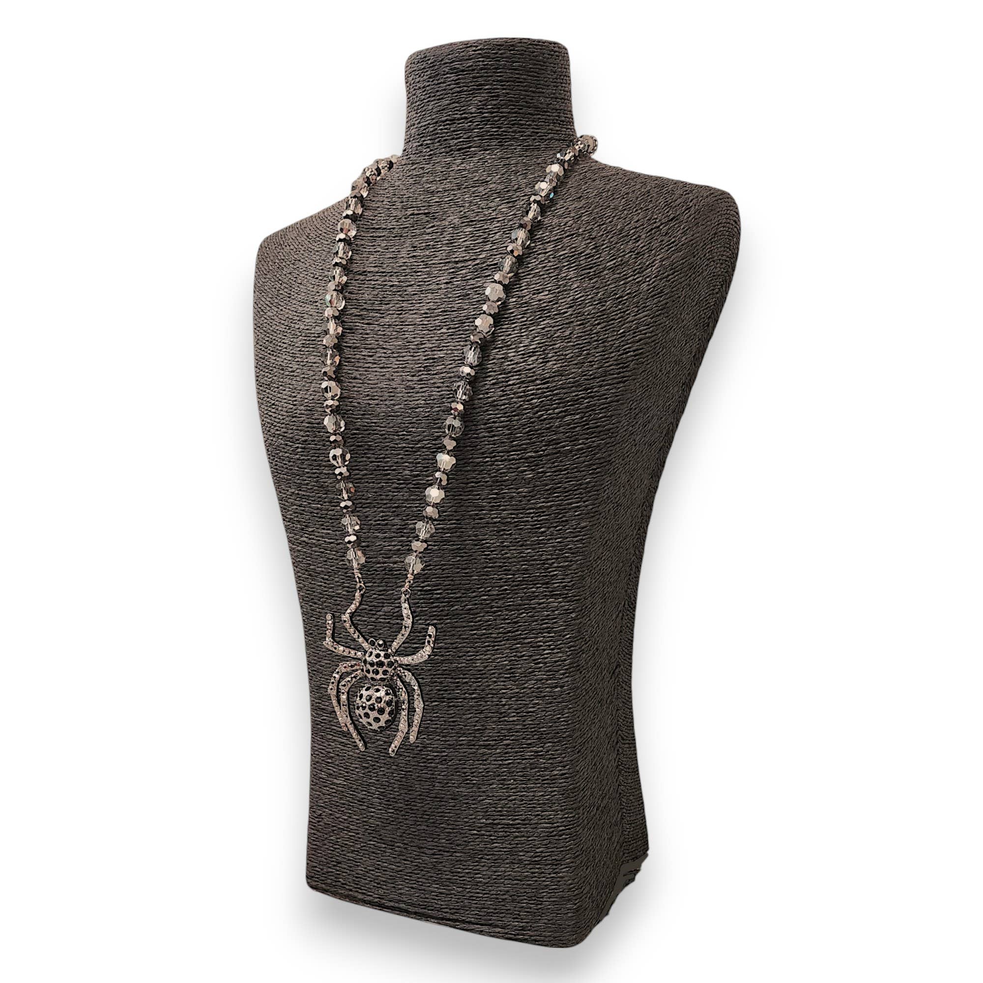 Bijoux Envie Statement Jewelry - Beaded Gothic Spider Pendant Necklace | Halloween Jewelry