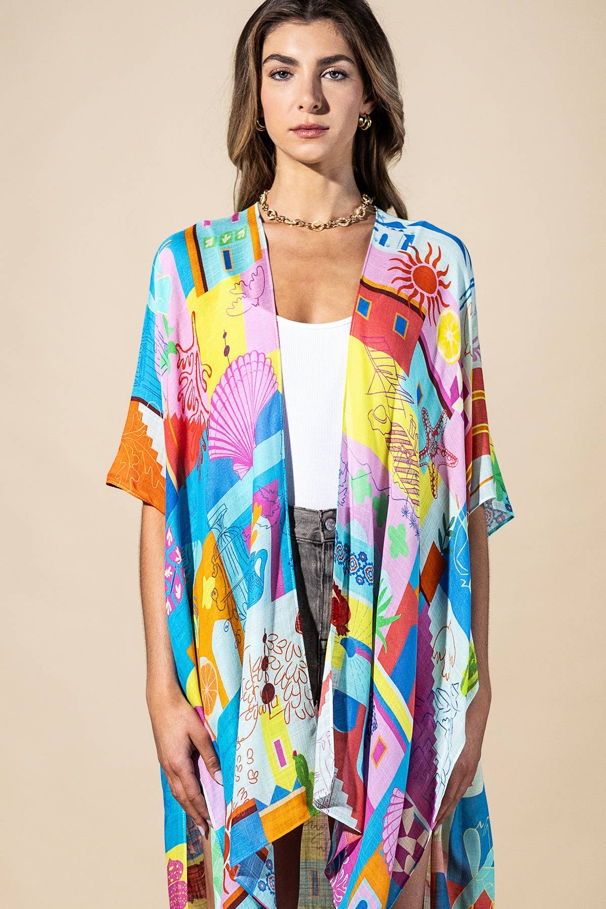 Urbanista - Coastal Pop Viscose Kimono