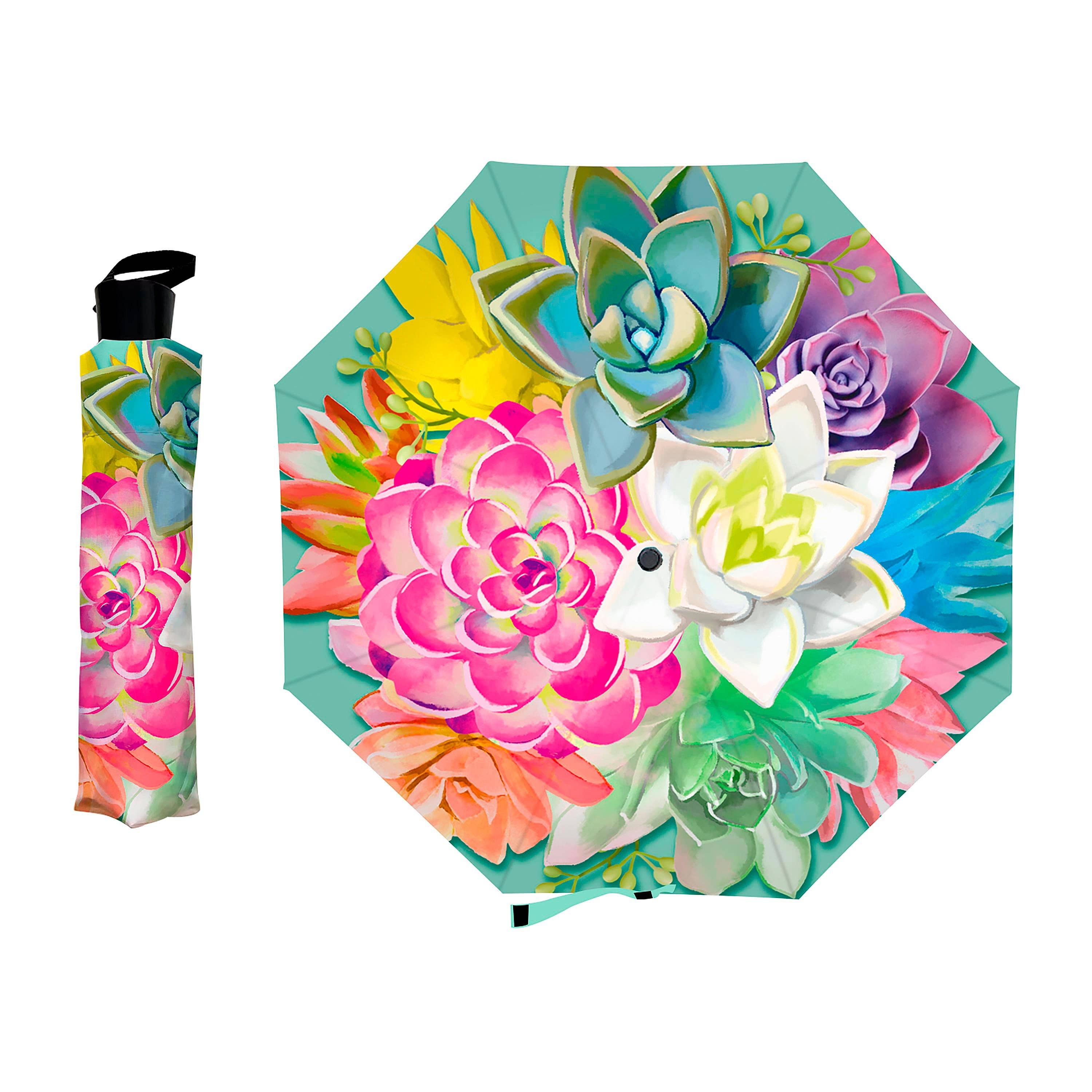 Evergreen Enterprises - Summer Succulent Compact Manual Umbrella