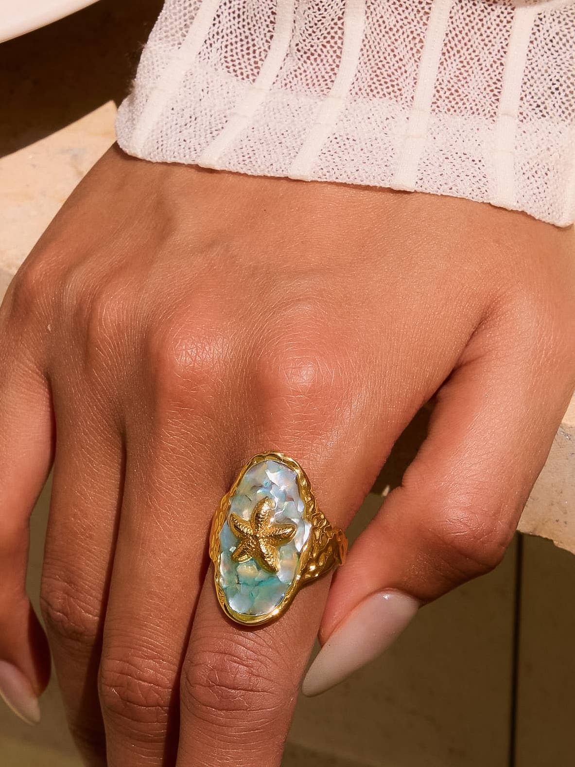 Flânerie by MAIQ - Keshet 18K Gold Non-Tarnish Starfish Ring