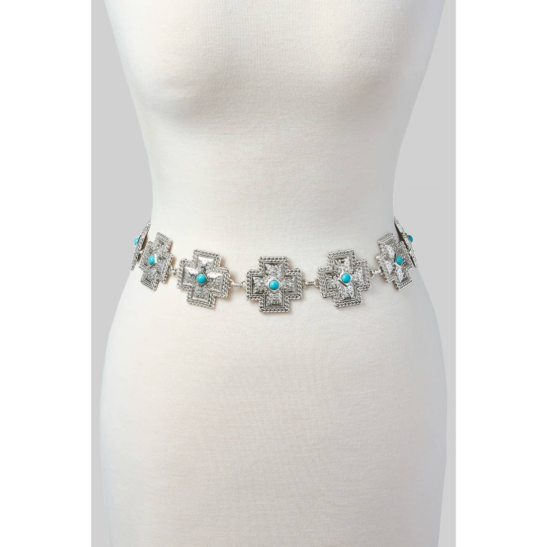 Girly - WESTERN CROSS LINK CHAIN BELT WITH STONES