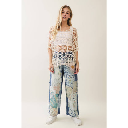 Veveret - Boho Breeze Crochet Knit Top