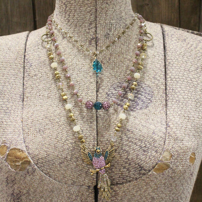 The Primitive Peddler, Inc. - On Her Perch Purple Bird Layered Necklace