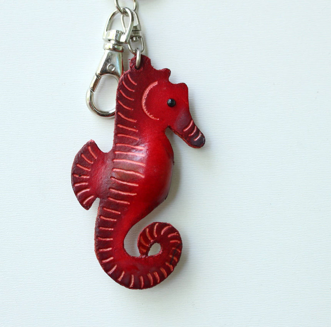 Sunflower Handmade leather inc - Handmade Leather Seahorse Key Chain