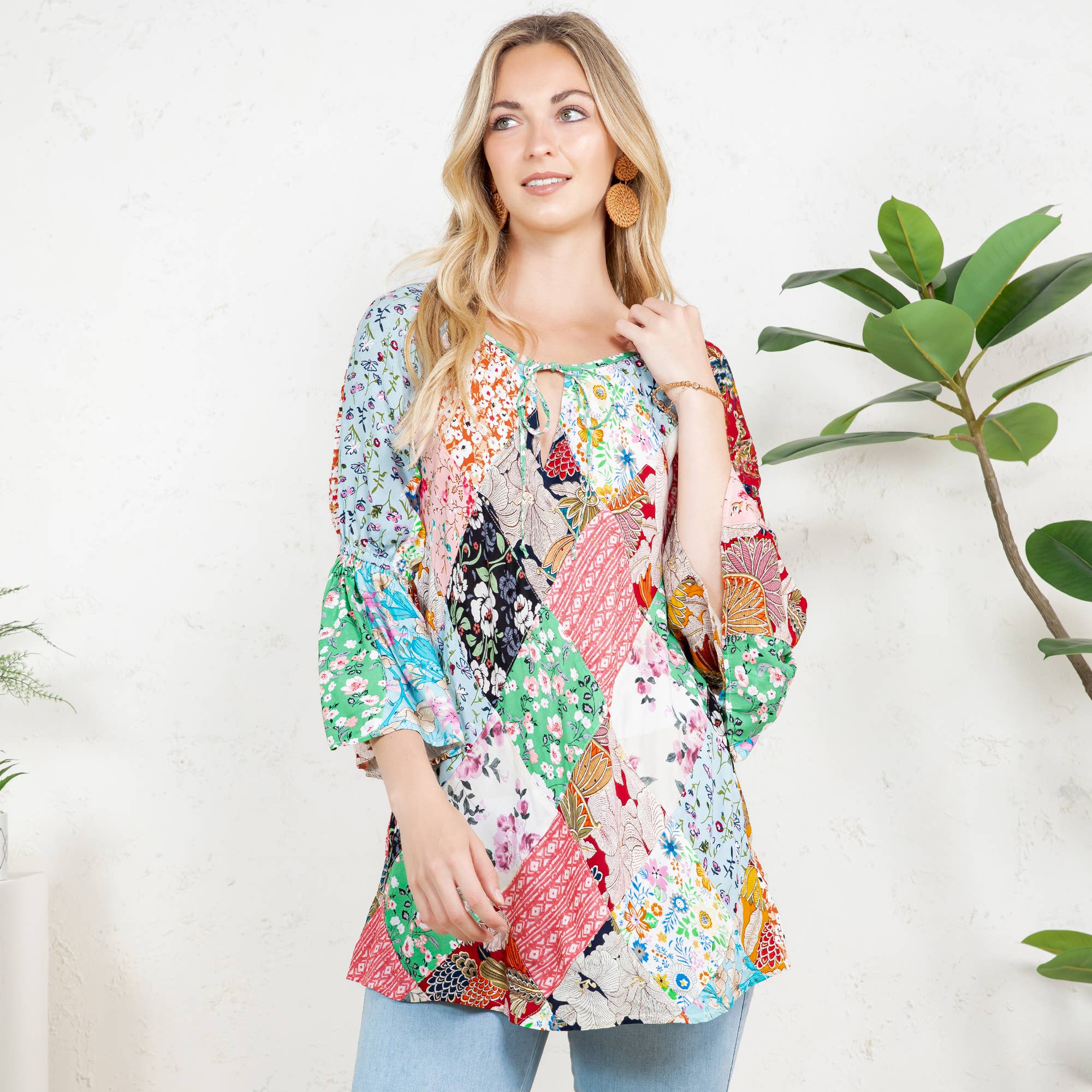 - The Bohemian Patchwork Peasant Top