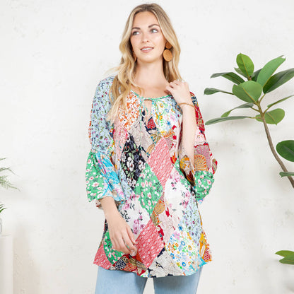 - The Bohemian Patchwork Peasant Top