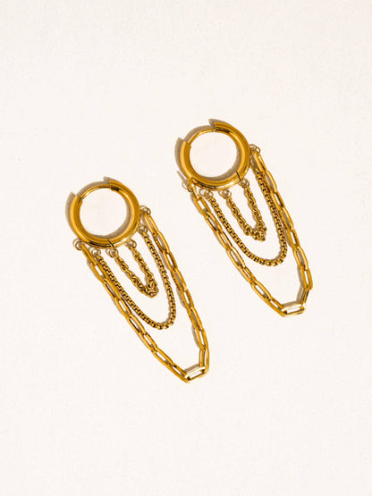 Flânerie by MAIQ - Vianne 18K Gold Non-Tarnish Multi Chain Drop Earrings