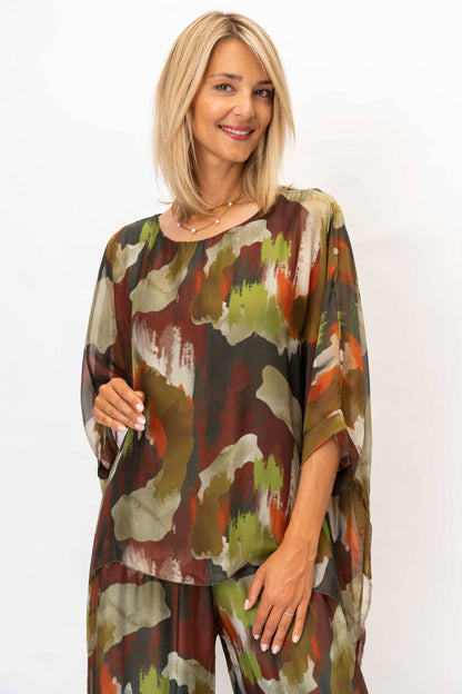 Look Mode Usa - Women Printed Silk Kaftan