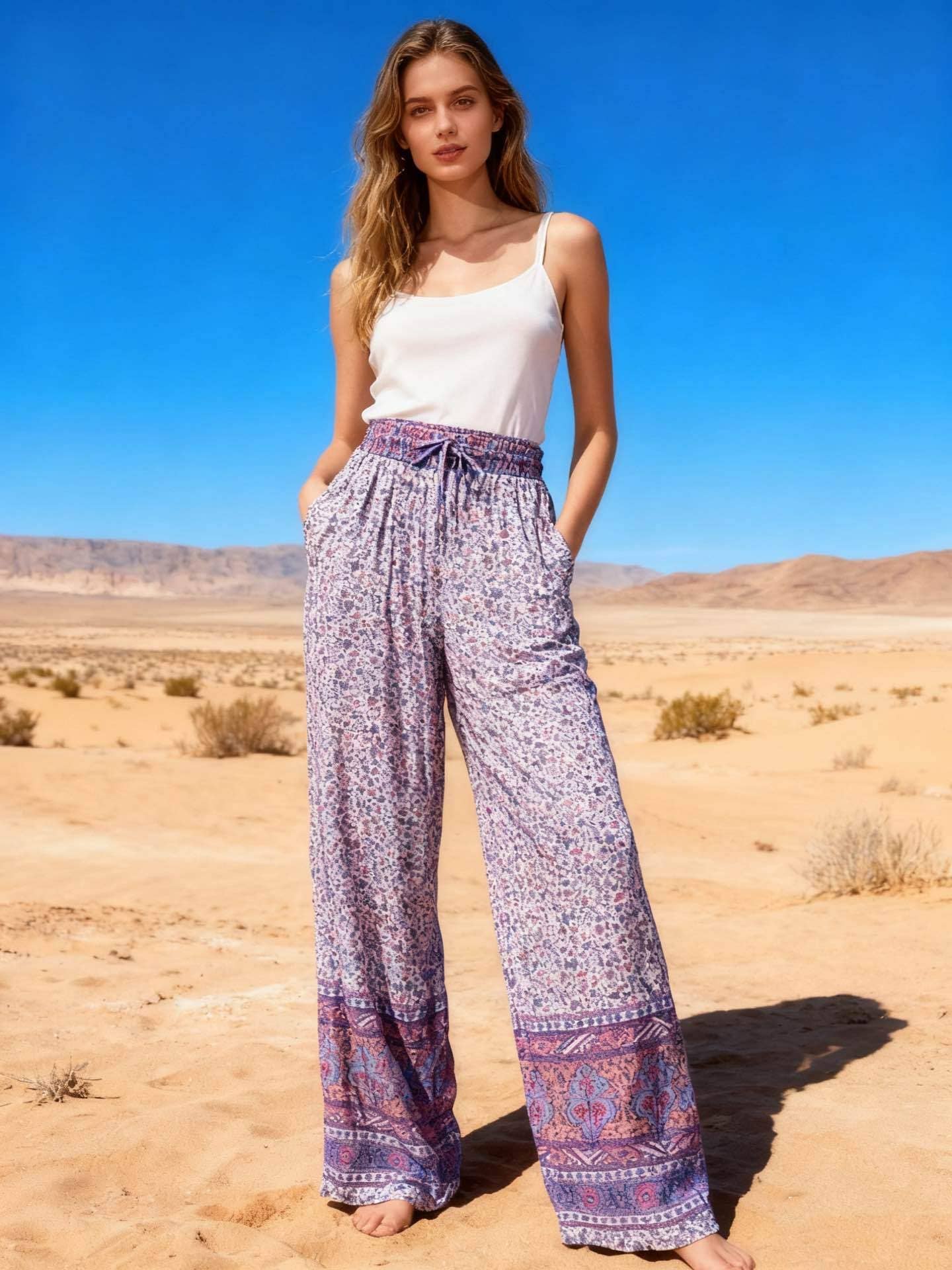last queen - Relaxed flowing pants, straight cut, washed look