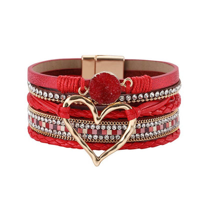Mio Queena - Multi-Layer Heart Charm Bangle Bracelets
