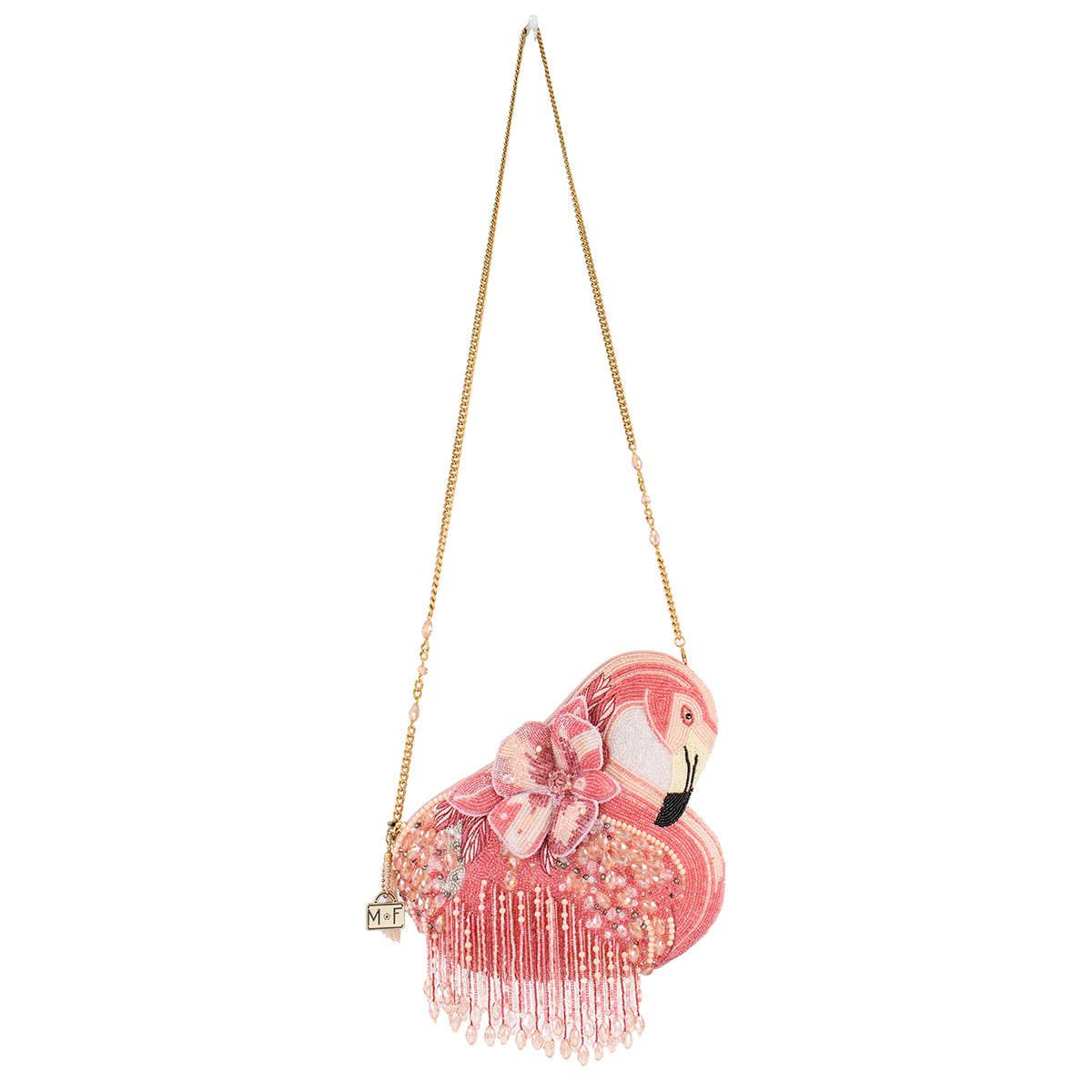 Mary Frances Accessories - A Leg to Stand On Pink Flamingo Beaded Crossbody Handbag