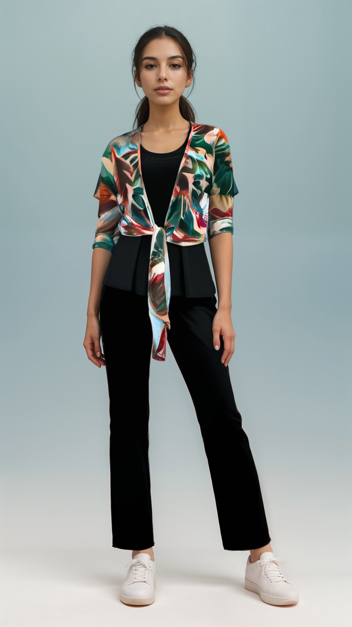 Fashque Designs - 3/4 SLEEVES TIE FRONT BOLERO - T2652
