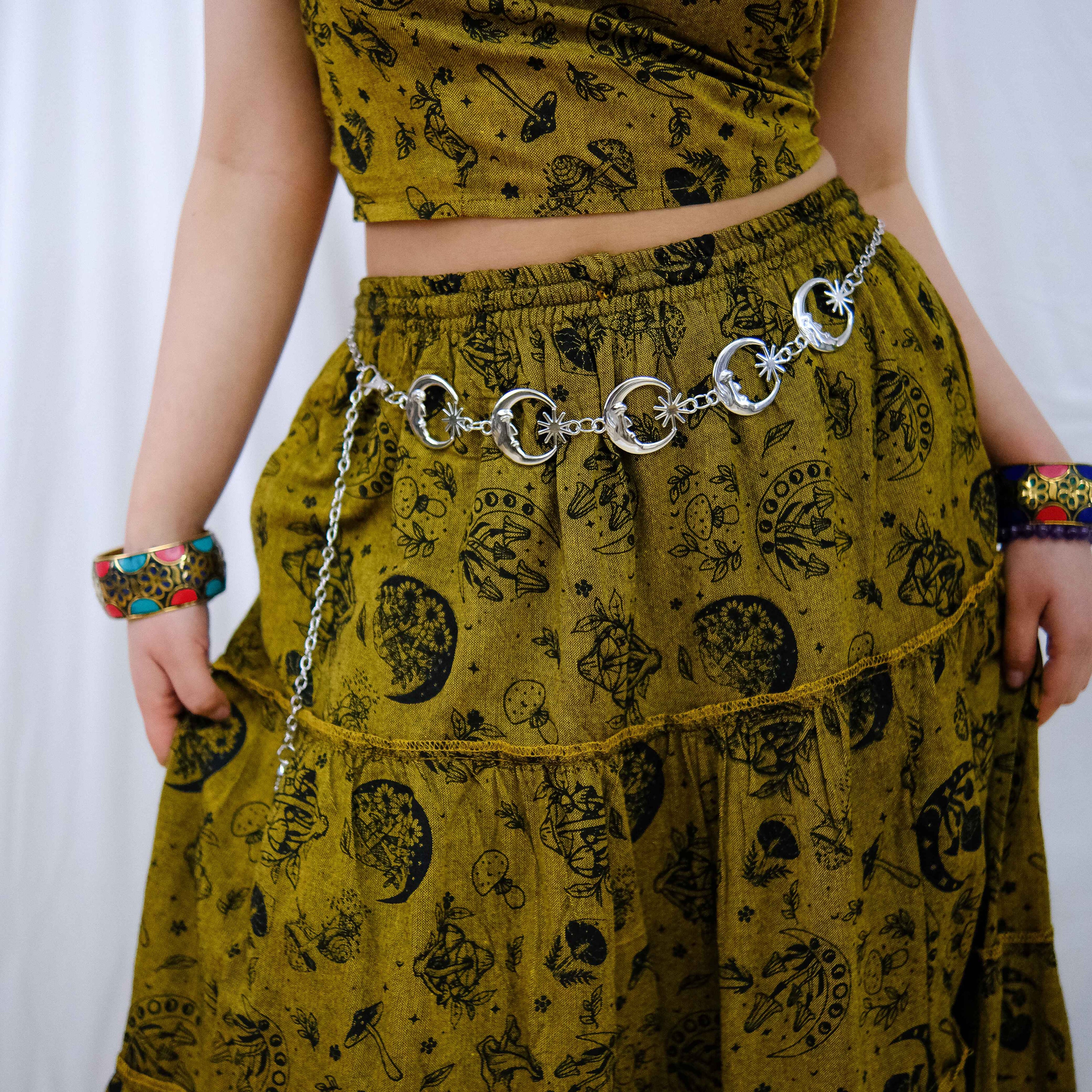 Karma Nepal Crafts - Whimsical Wicca Boho Moon  Waist Chain Belt