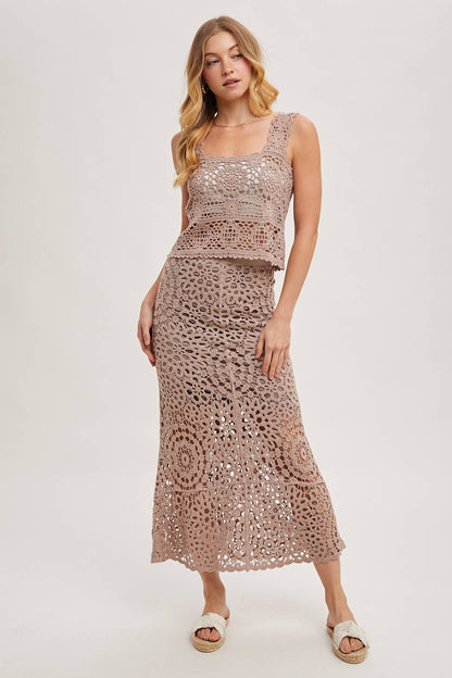 Bluivy - CROCHET MIDI SKIRT WITH LINING