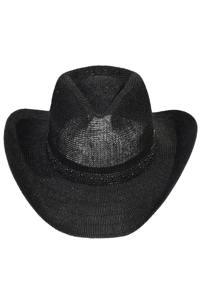 Hana - C.C Black Pearl Rhinestone Trim Cowboy Hat