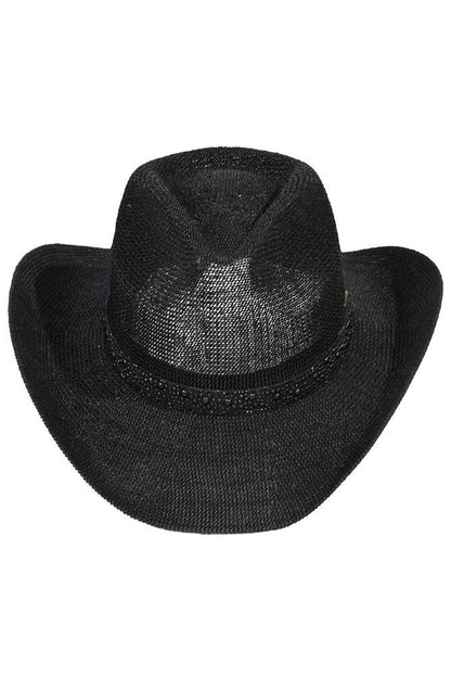 Hana - C.C Black Pearl Rhinestone Trim Cowboy Hat