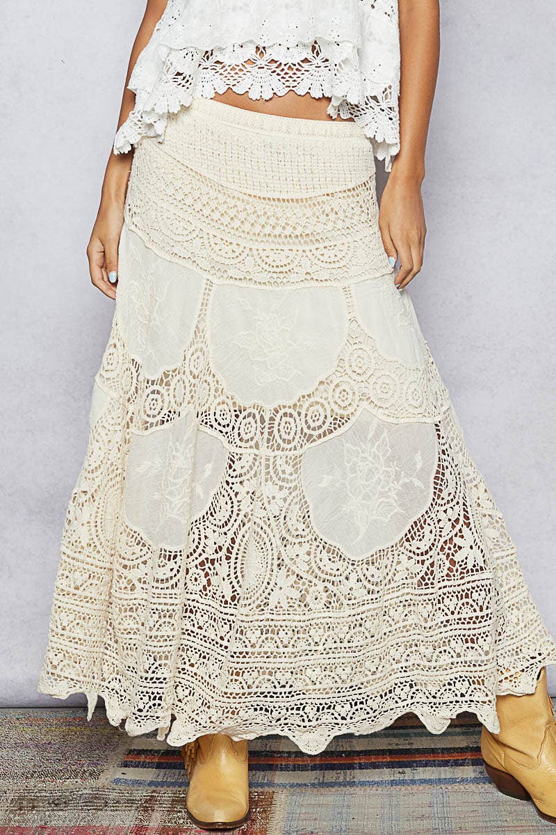 Pol Clothing - Crochet patterns embroidered maxi skirt