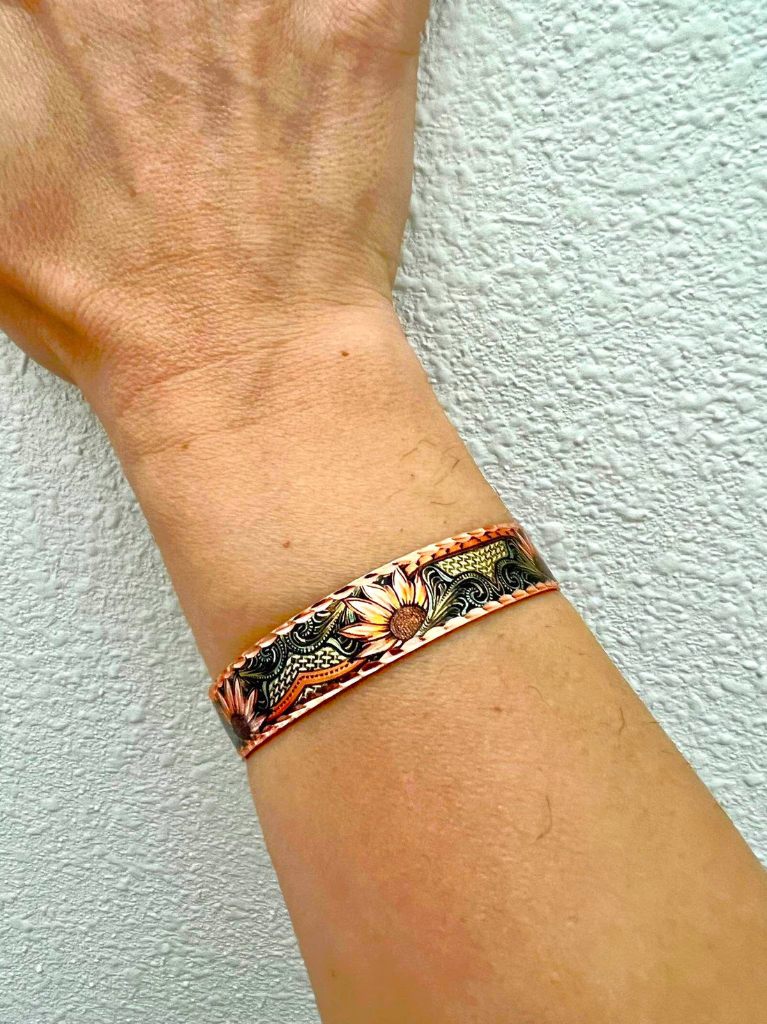 COPPER ARTS INC.  Native Sunflowers  Narrow Bracelet