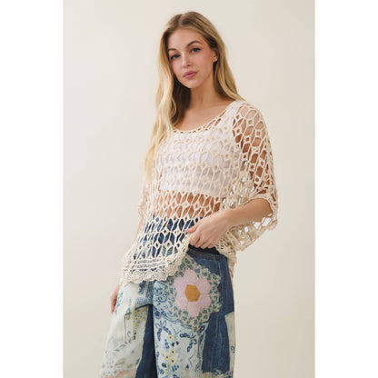 Veveret - Boho Breeze Crochet Knit Top