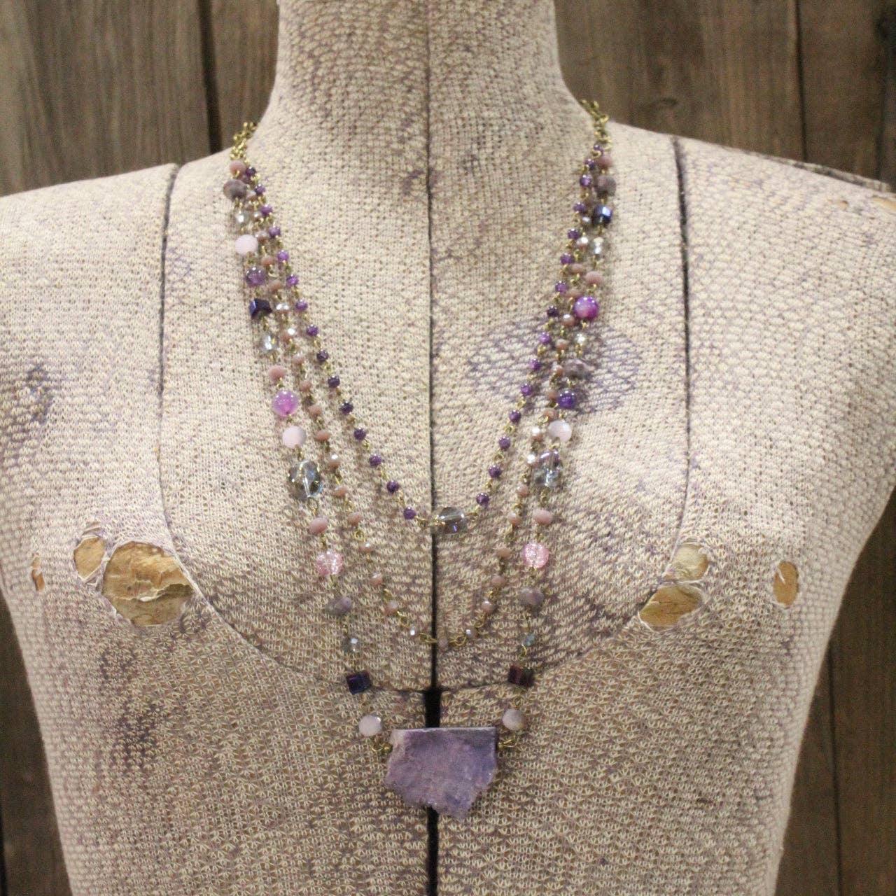 The Primitive Peddler, Inc. - Best In Show Plum Stone Layered Necklace