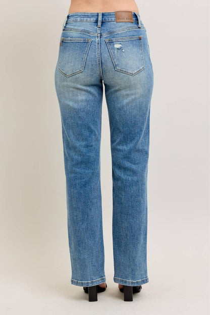 Judy Blue Jeans - HW Vintage Wash Front Seam &amp; Slit Straight