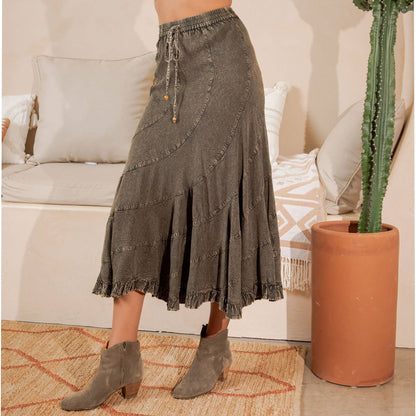 Young Threads - Boho Flair: Asymmetrical Mid-Length Skirt